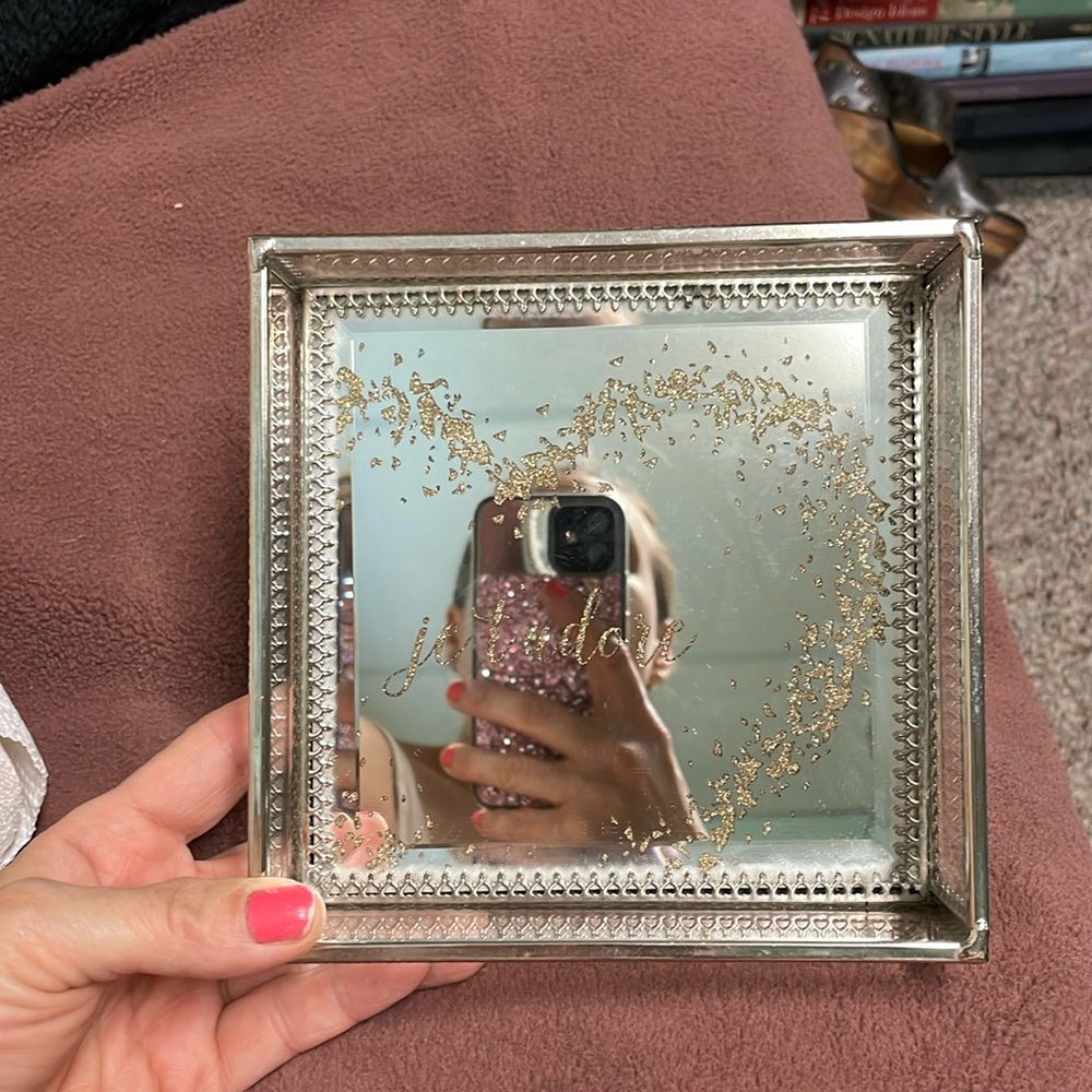 Mirrored glass jewelry tray